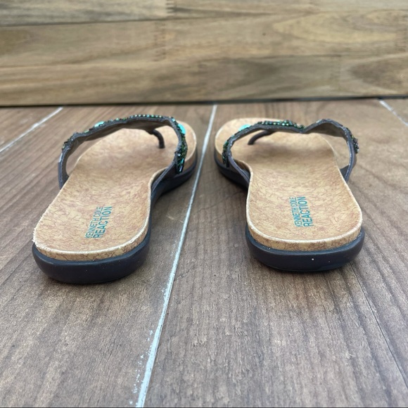 Kenneth Cole Reaction Turquoise Beaded Sandals 6.5 - Picture 3 of 5